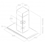 Elica GALAXY ISLAND SW 90厘米島式抽油煙機 (不銹鋼+白色玻璃)